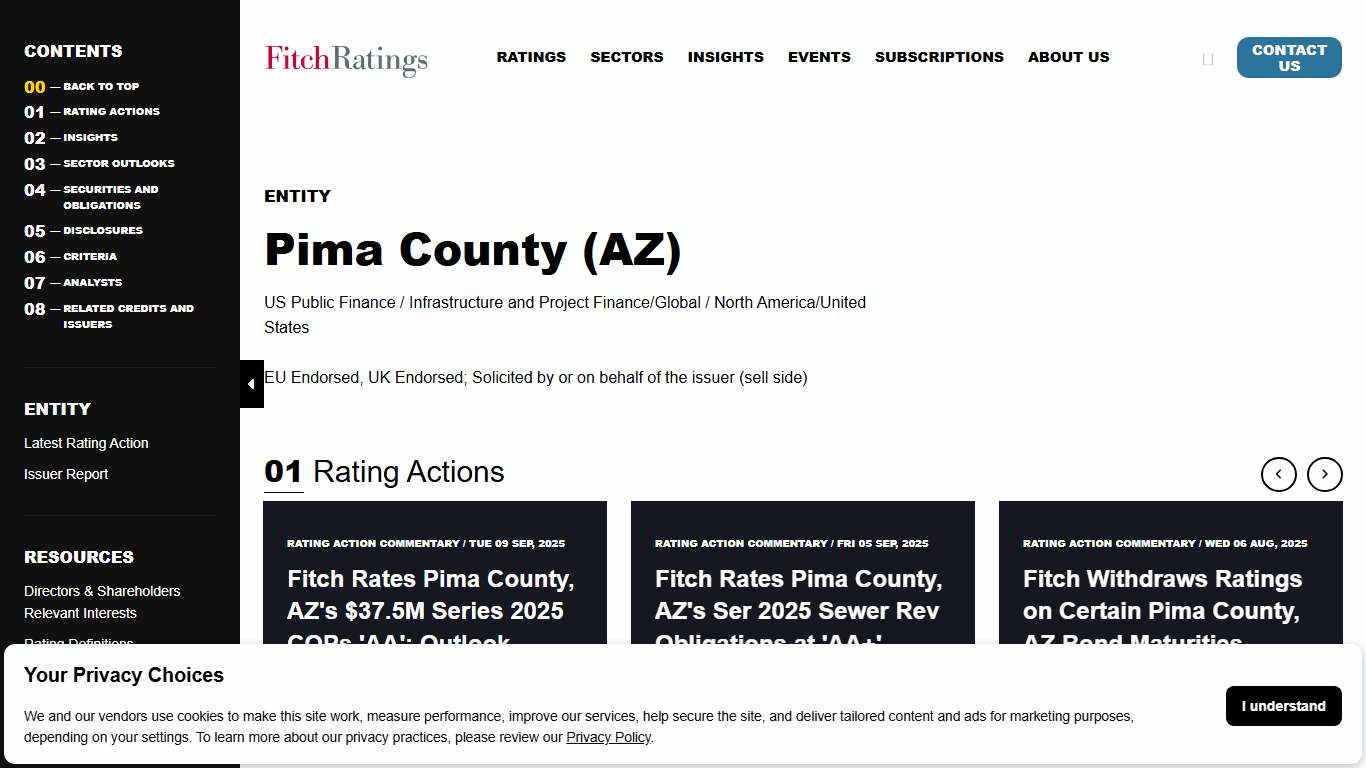 Pima County (AZ) Credit Ratings :: Fitch Ratings