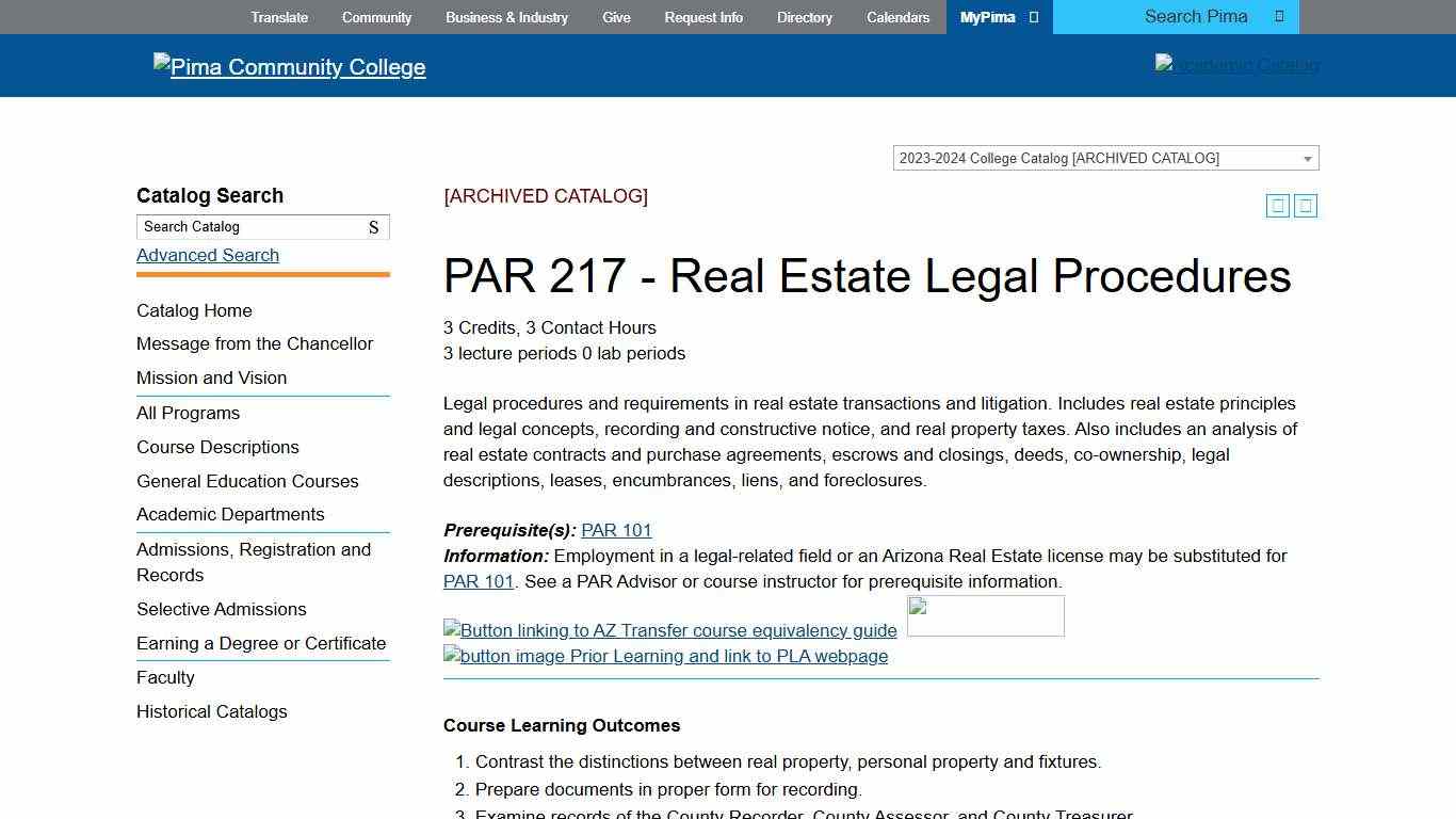 PAR 217 - Real Estate Legal Procedures -